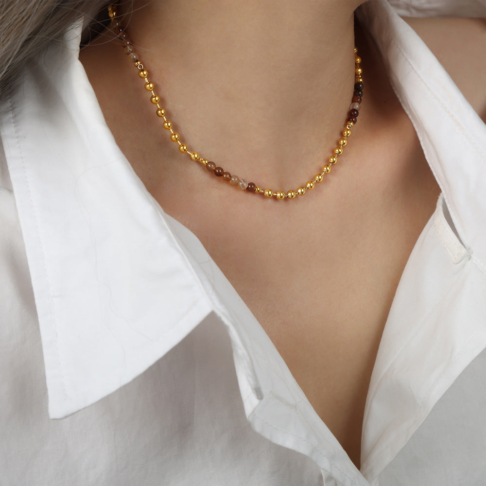 Golden Aura Handmade Beaded Necklace - Everyday Genie Collection