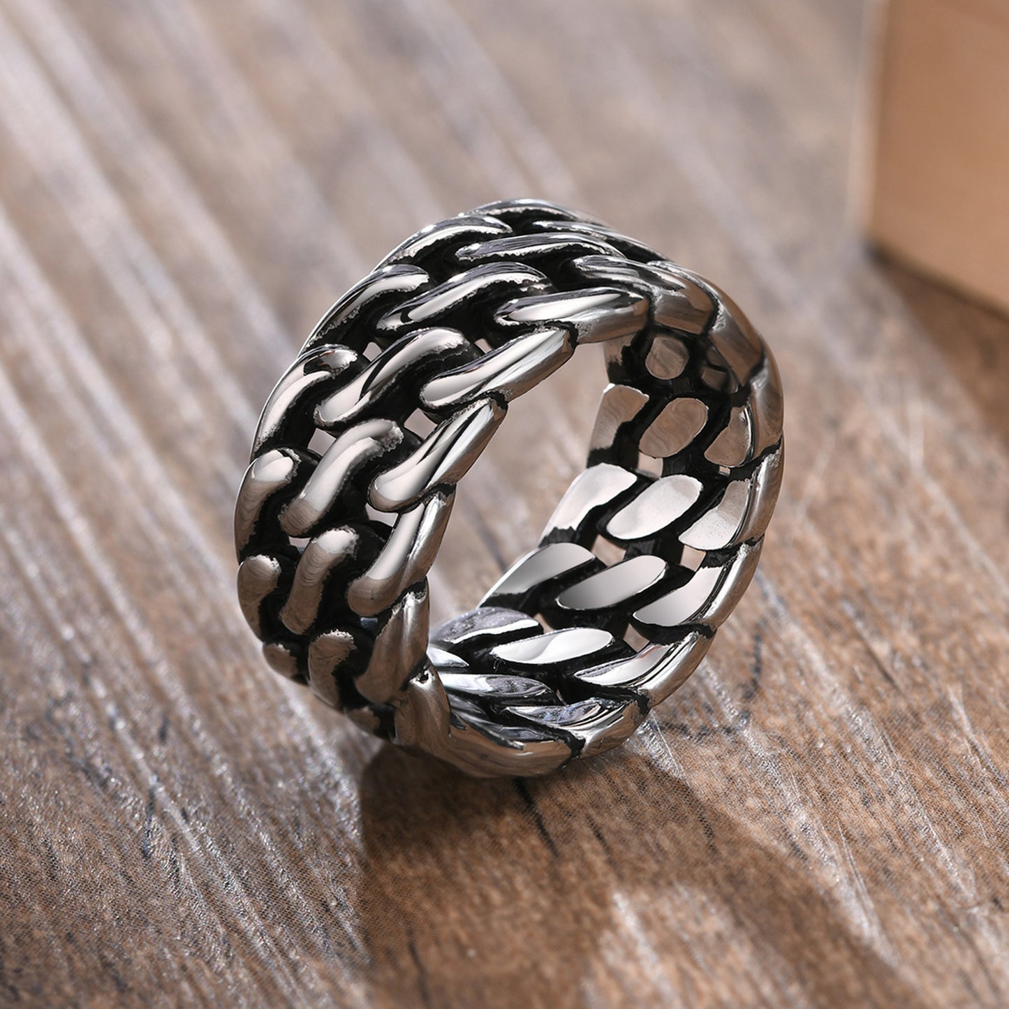 Stainless Steel Strap Ring Steel Ring Men's Retro Accessories