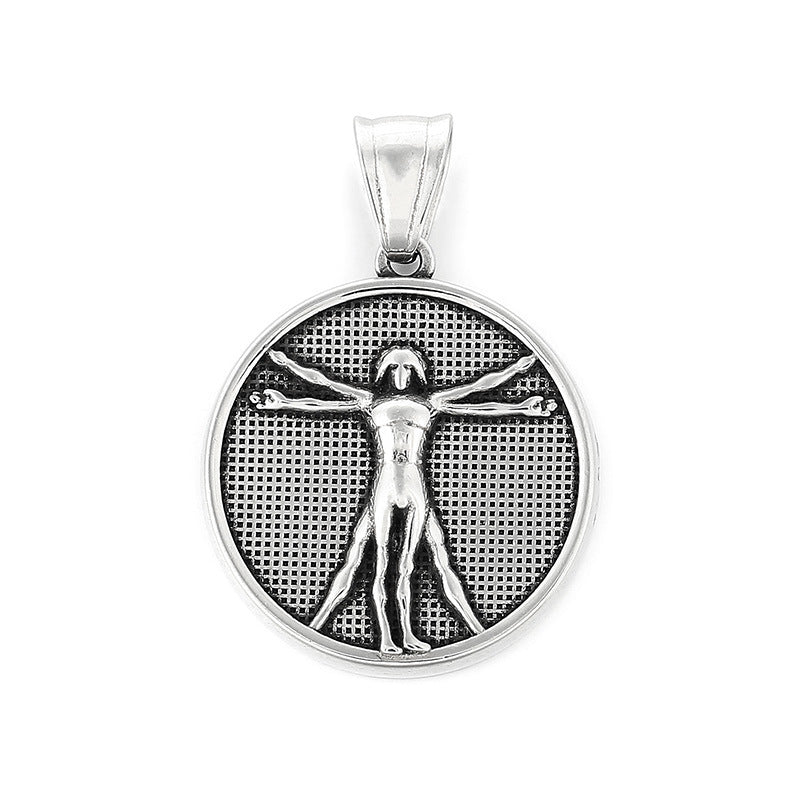Punk Retro Maria Stainless Steel Men's Round Pendant - Planderful Everyday Genie Collection