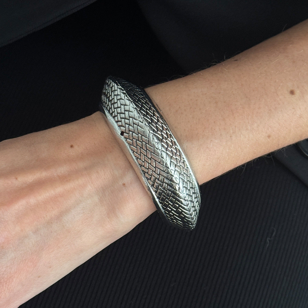 Planderful Vienna Verve Snake Skin Pattern Opening Bracelet For Women Geometric Winding Statement Jewelry