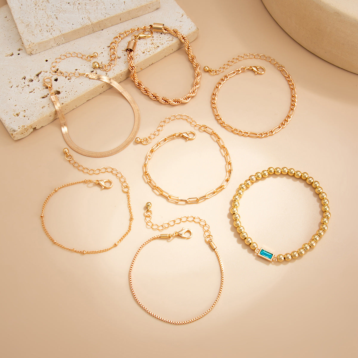 Planderful Vienna Verve Color Zircon Beaded Bracelet for Women Versatile Snake Chain Statement Jewelry
