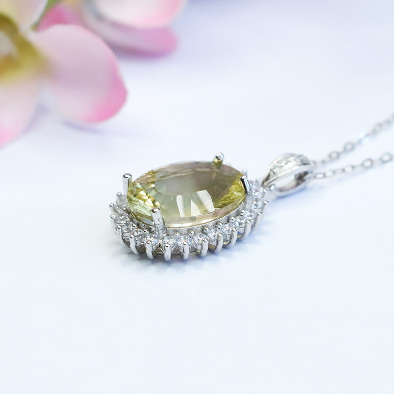 Citrine Silver Pendant — No Chain