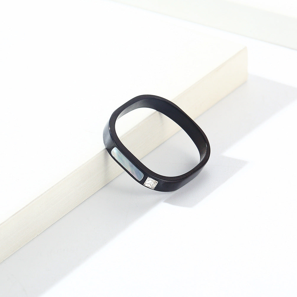INS Light Luxury Design Shell Square Titanium Steel Ring