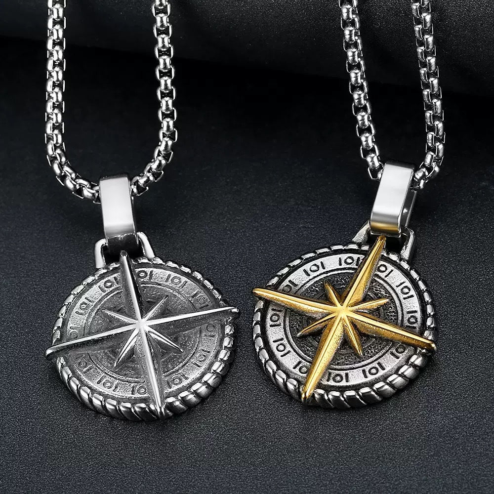 Planderful Navigator Compass Necklace For Men Stainless Steel Retro Pendant For Everyday Adventure