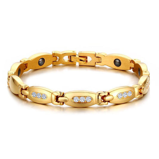 Stainless Steel Zircon Black Gallstone Magnetic Bracelet Gold Gold-Plated Titanium Steel