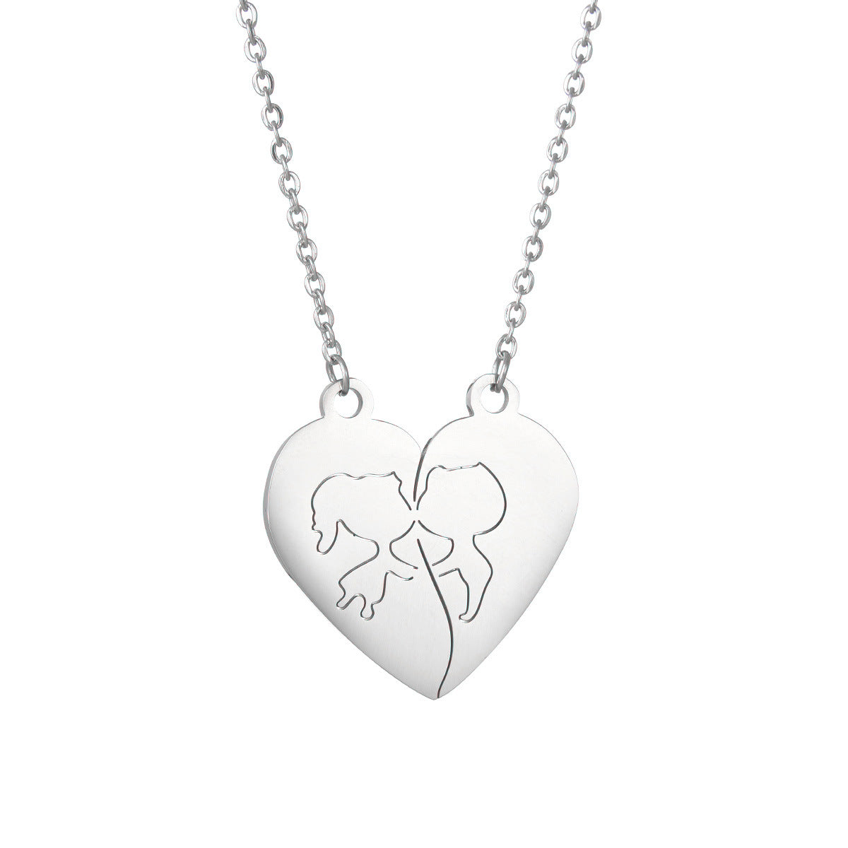 Elegant Stainless Steel Love Pendant Couple Necklace - Wholesale Jewelry from Reputable Factory