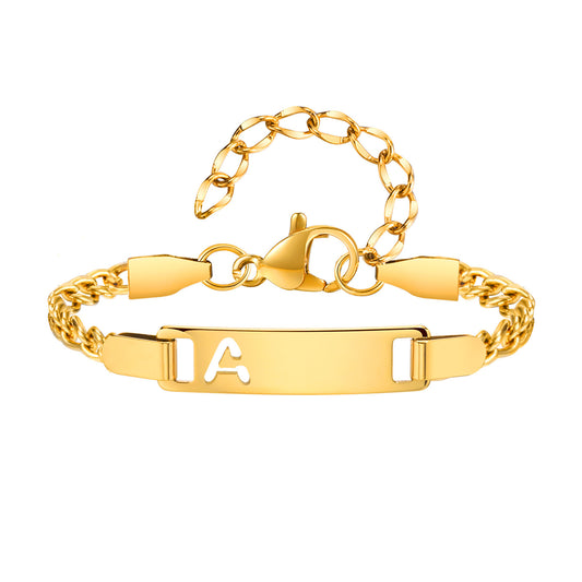Stainless Steel Hollow Letter Children's Bend Card Electroplated Gold Blank Bend Card Bracelet
