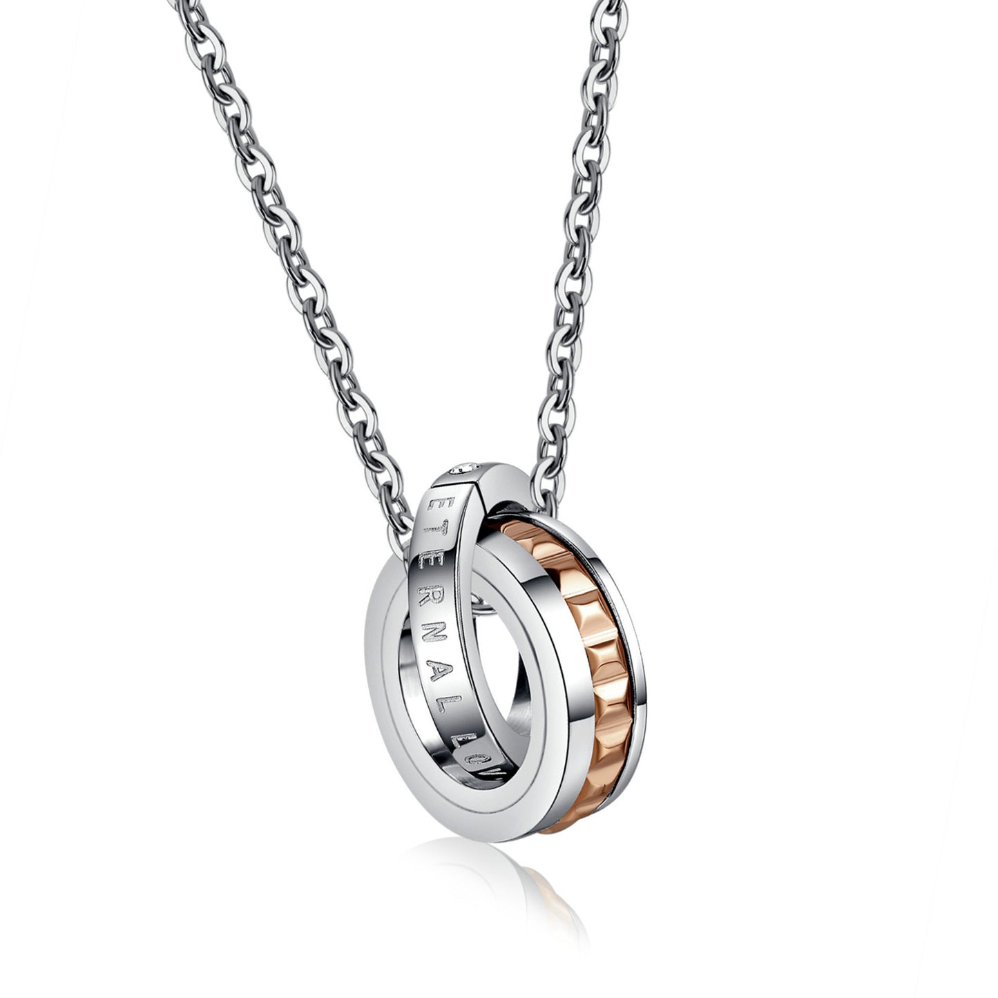 Mens Titanium Steel Necklace With Double Ring Pendant For Men By Planderful Urban Bold Durable