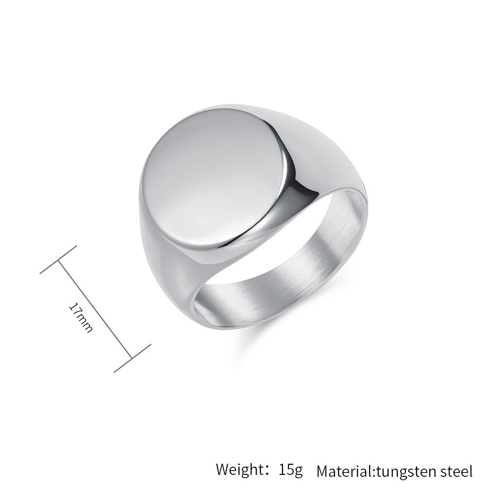 Titanium Steel Mens Ring Planderful Minimalist Seal Pattern Jewelry For Modern Gents