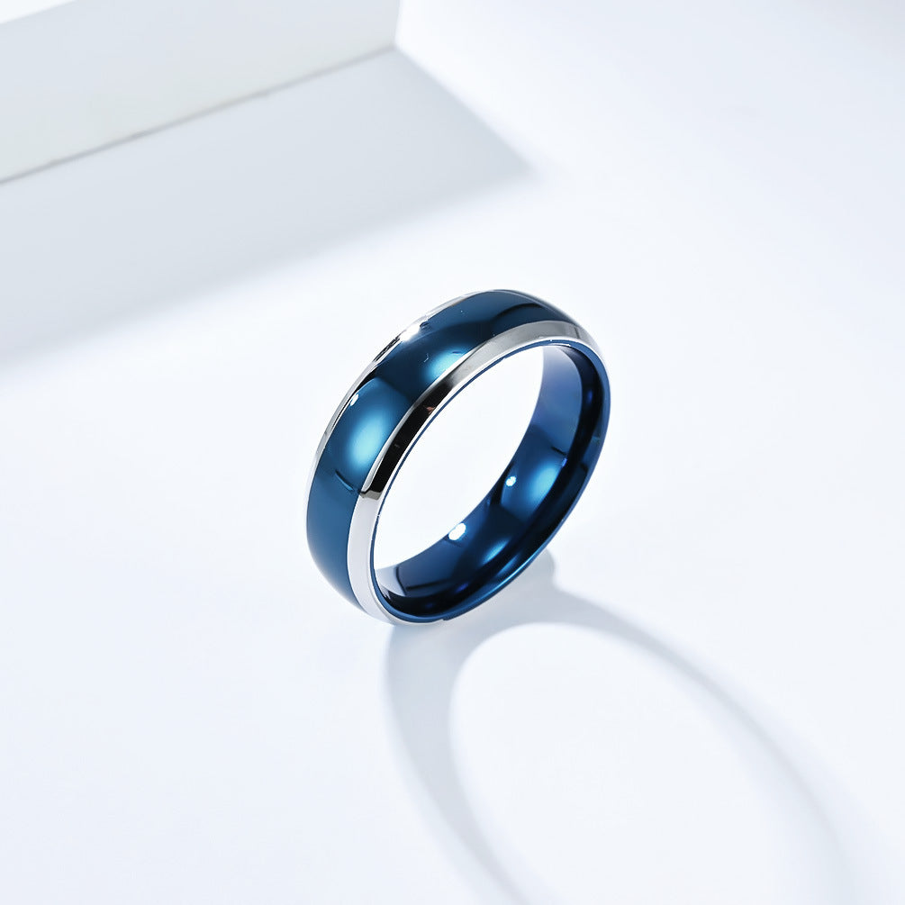 Planderful Two Tone Stainless Steel Ring For Men Simple Smooth Design High Grade Everyday Jewelry