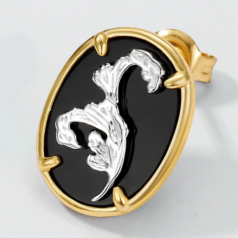 Planderful Everyday Genie Earrings – Cross-border New Olive Flower Relief with Green Moss Inlay