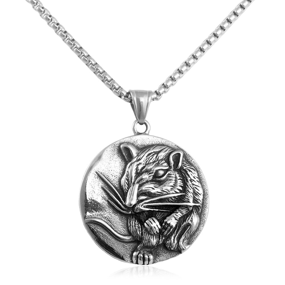 European And American Stainless Steel Zodiac Mouse Pendant