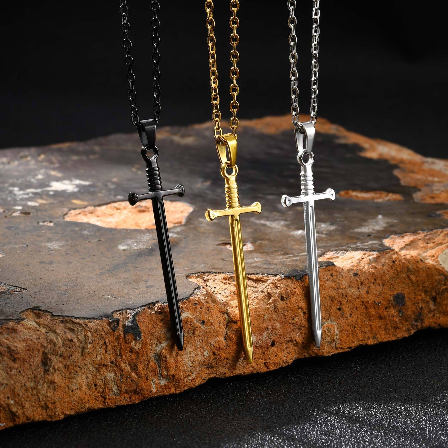 Planderful Sword Pendant Necklace Personalized For Men