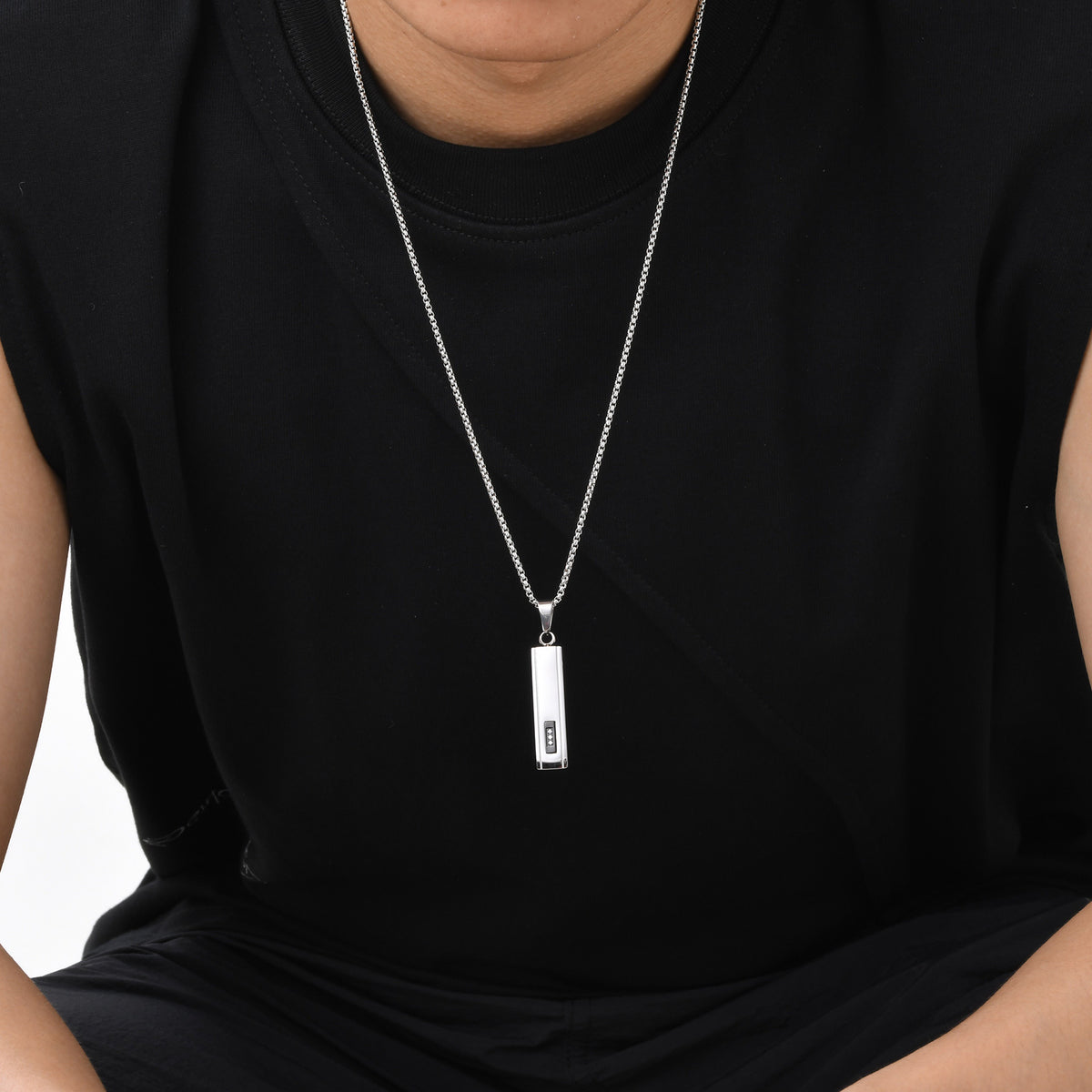 Zircon Geometric Stainless Steel Necklace for Men