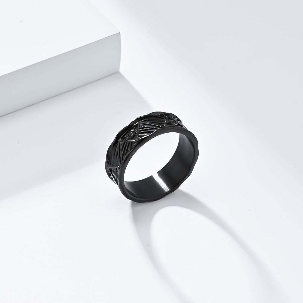 Planderful Gods Eye Ring For Men Retro Triangle Eye Design Bold Steel Jewelry Everyday Genie Collection