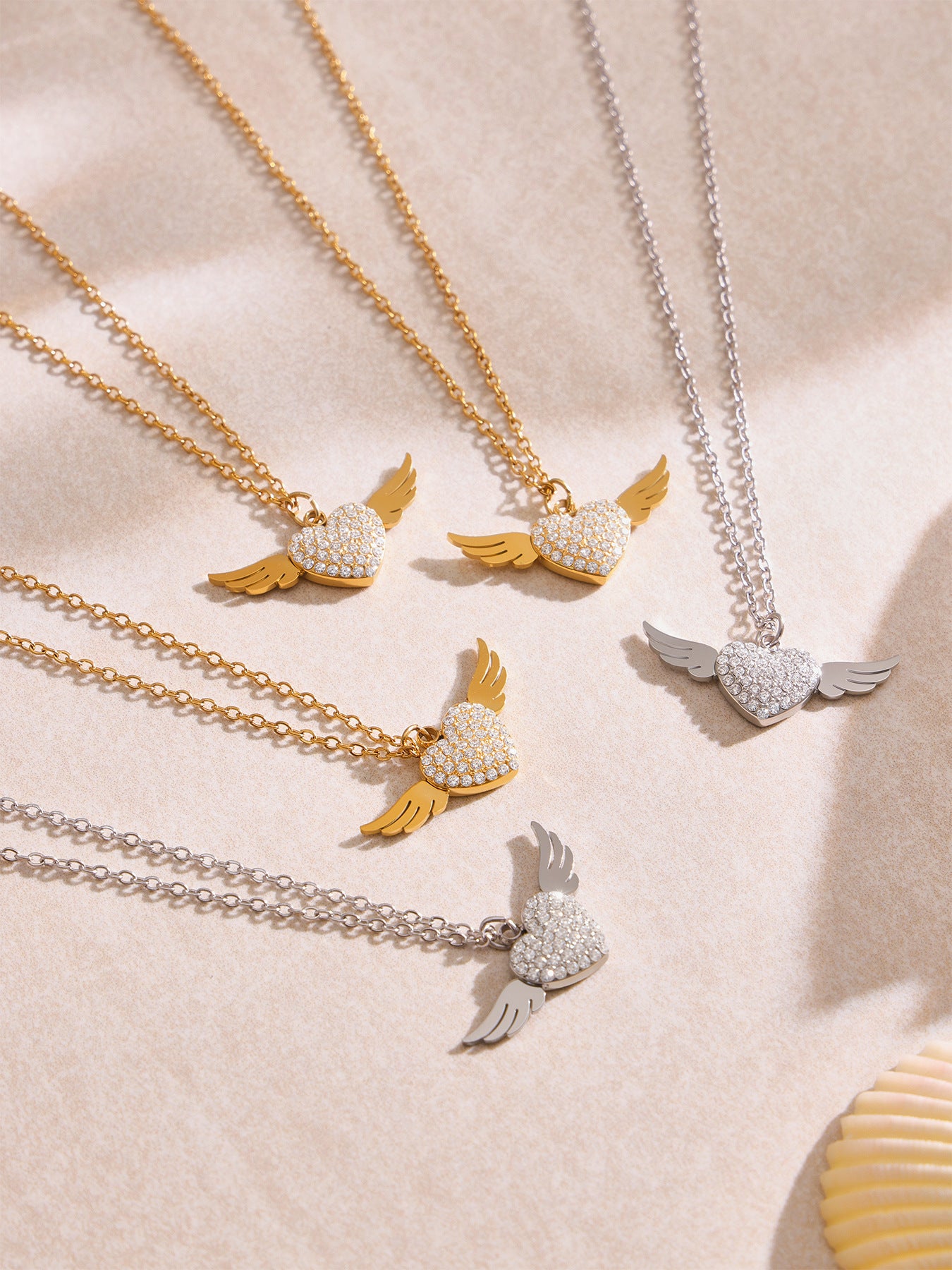 Planderful Zircon Wings Double Clavicle Necklace For Women