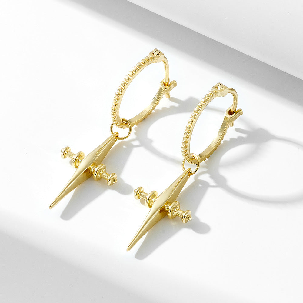 Accessories 925 Sterling Silver Ear Buckle Cross Earrings Style Personalized Versatile Earrings