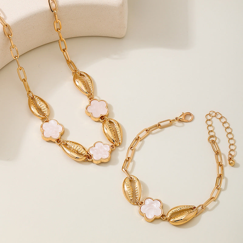 Planderful Bohemian Jewelry Set Women Chic Conch Clover