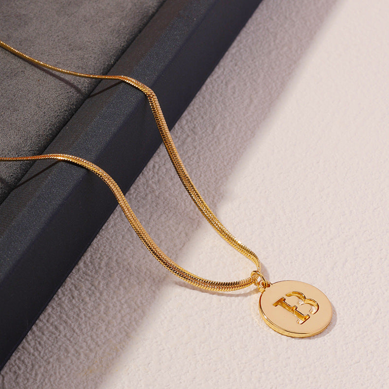 Chic Metal Chain Necklace with Hollow Letter Pendant