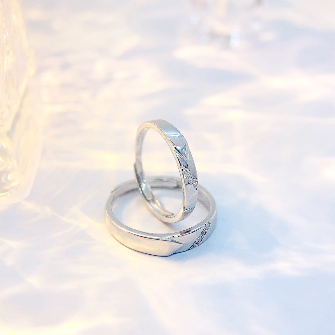 S925 Sterling Silver Heart Couple Ring — Adjustable