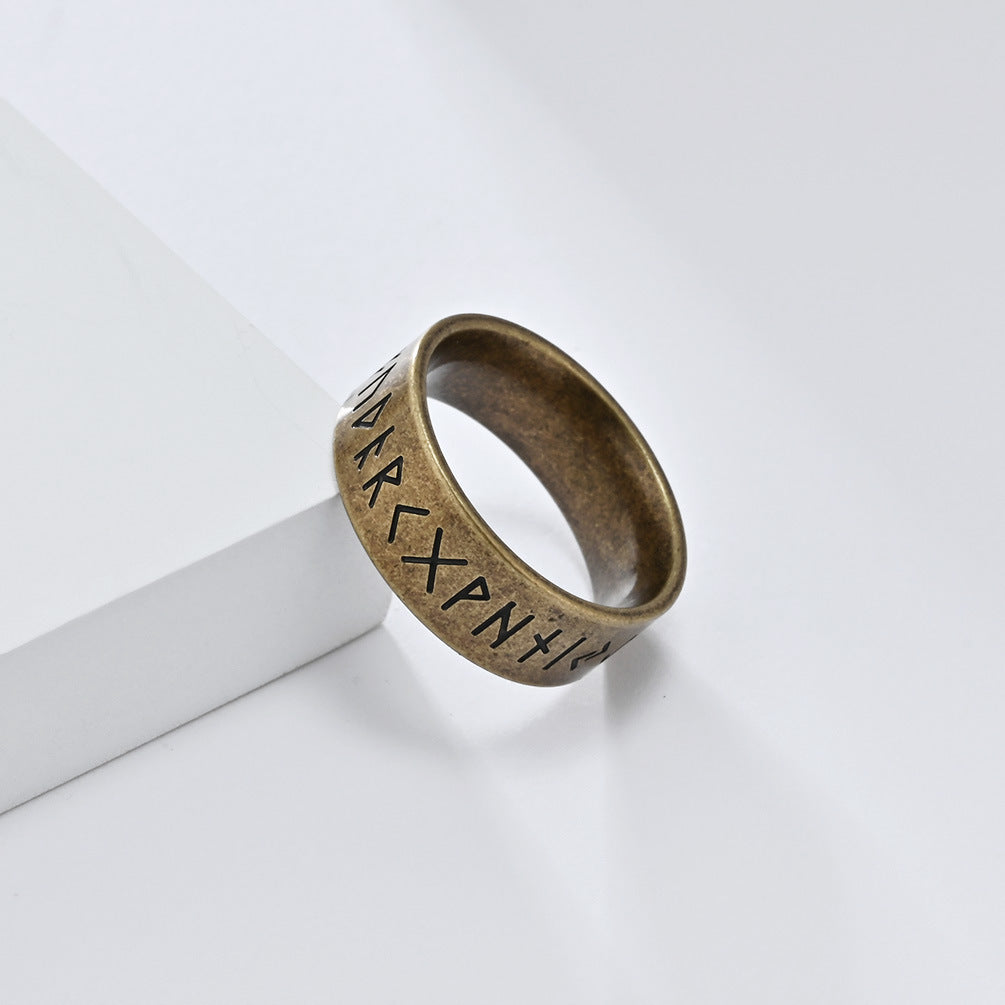 Cross-Border Viking Text Titanium Steel Ring for Men