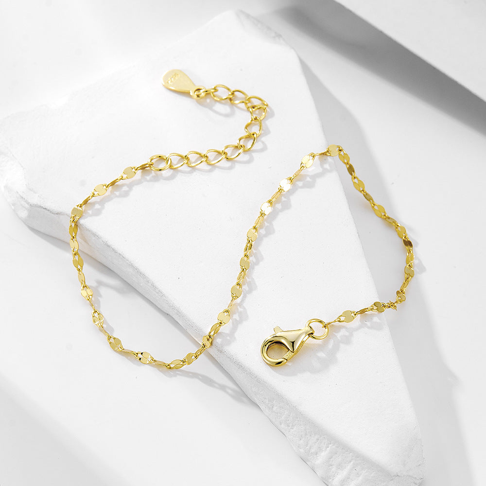 S925 Sterling Silver Plated 14K Gold Bracelet Japanese Design