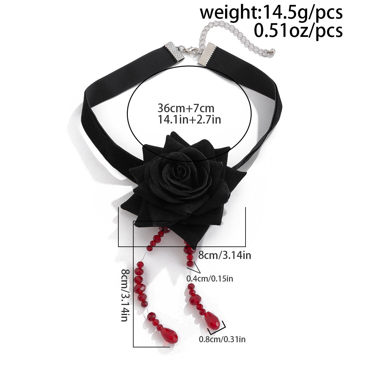 Gothic Rose & Dripping Pendant Choker