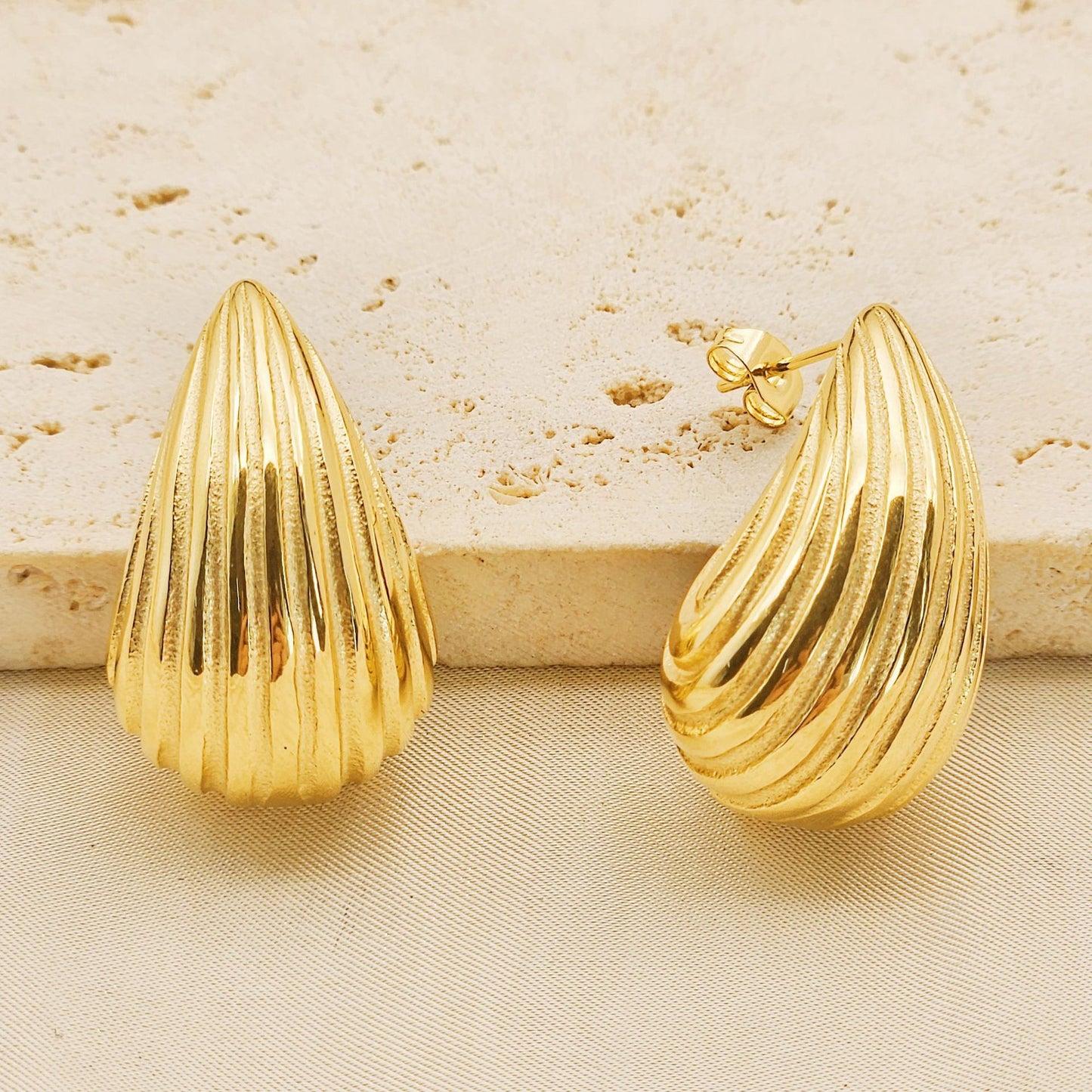 Planderful Stainless Steel Drop Earrings Striped Elegant European American Design For Modern Fashion Lovers