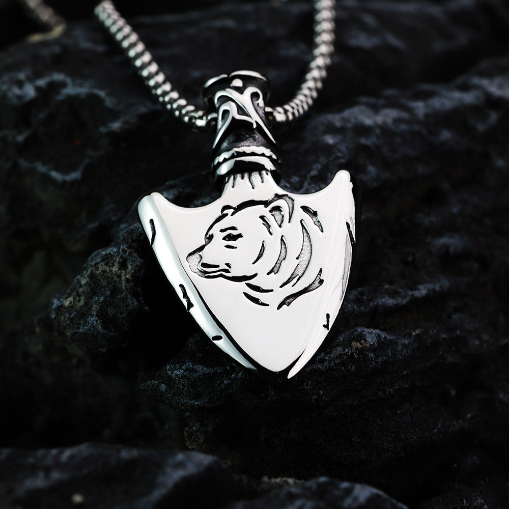 Planderful Viking Rune Triangle Pendant Titanium Steel DoubleSided For Men Norse Legacy Jewelry