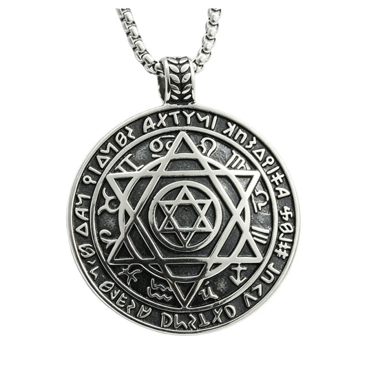 Hexagram Pendant Stainless Steel For Men Unisex Edgy Retro Punk Protection Statement Planderful
