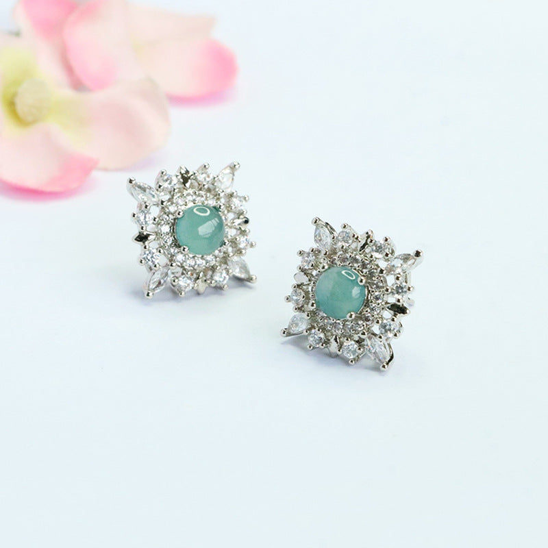 Blue-Water Jadeite Starfall Stud Earrings