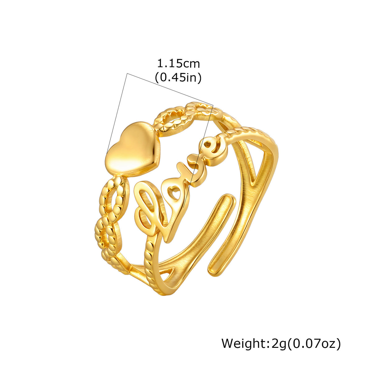 Love Ring Valentine's Day Wear Love Design Stainless Steel Heart Shape