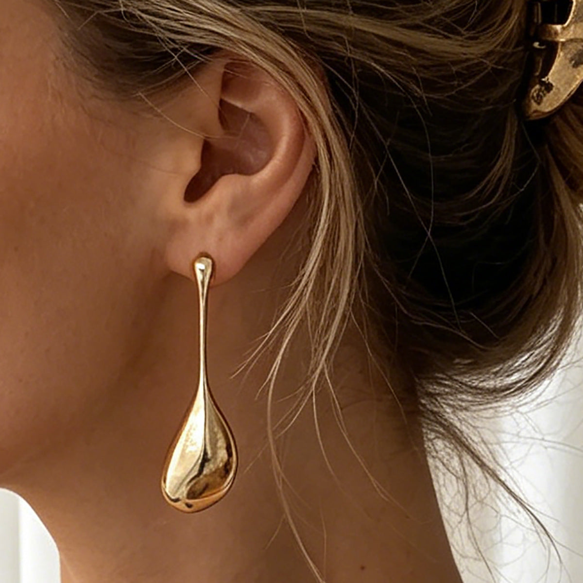 Planderful Vienna Verve Water Drop Earrings Statement Long Geometric Spoon Pendant For Modern Women