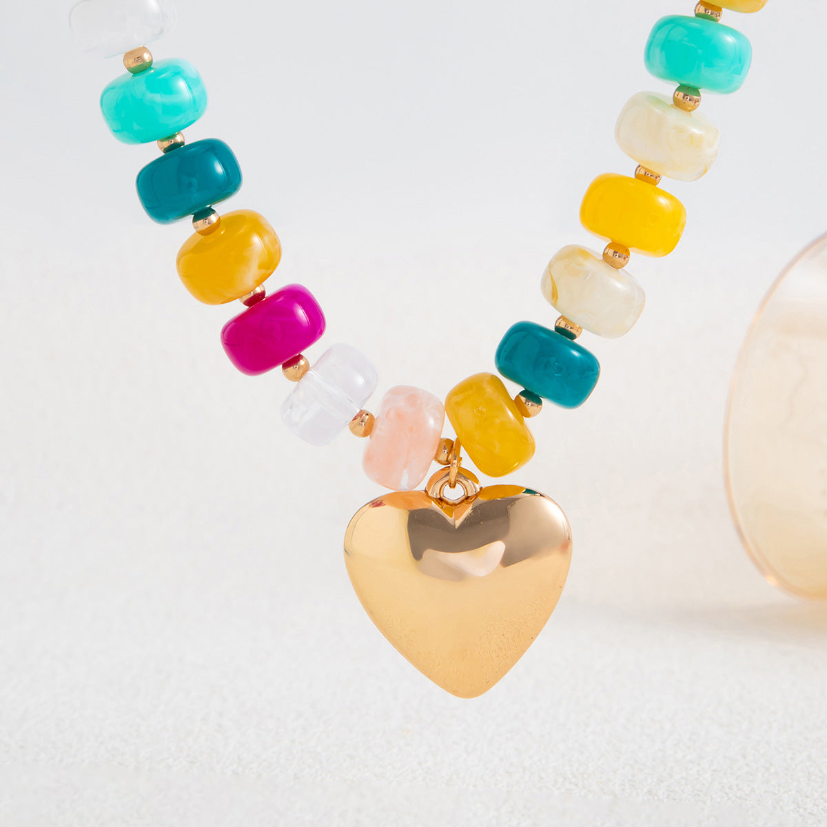 Candy-Color Heart Beaded Necklace
