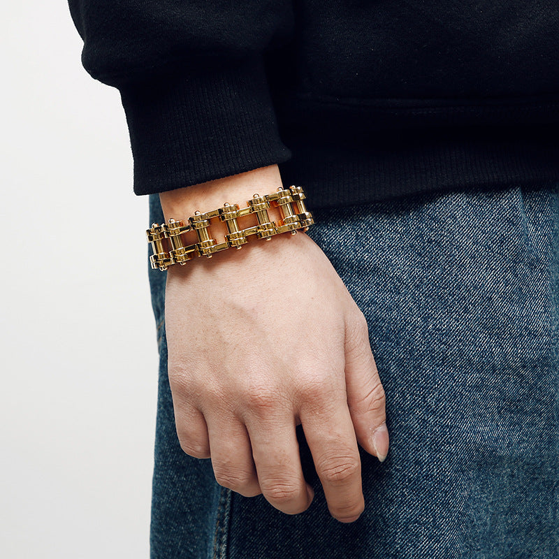 Men's Titanium Steel Bicycle Bracelet with Pirate Design in European and American Hip-Hop Style