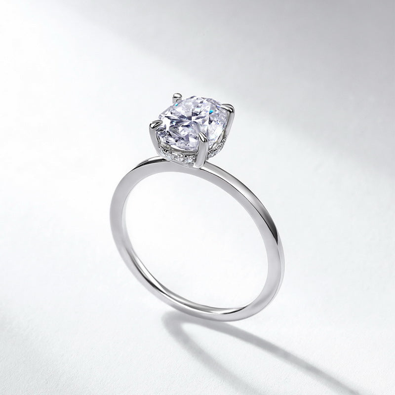 Planderful Classic Moissanite Sterling Silver Ring – 7 × 9 mm, 2 ct