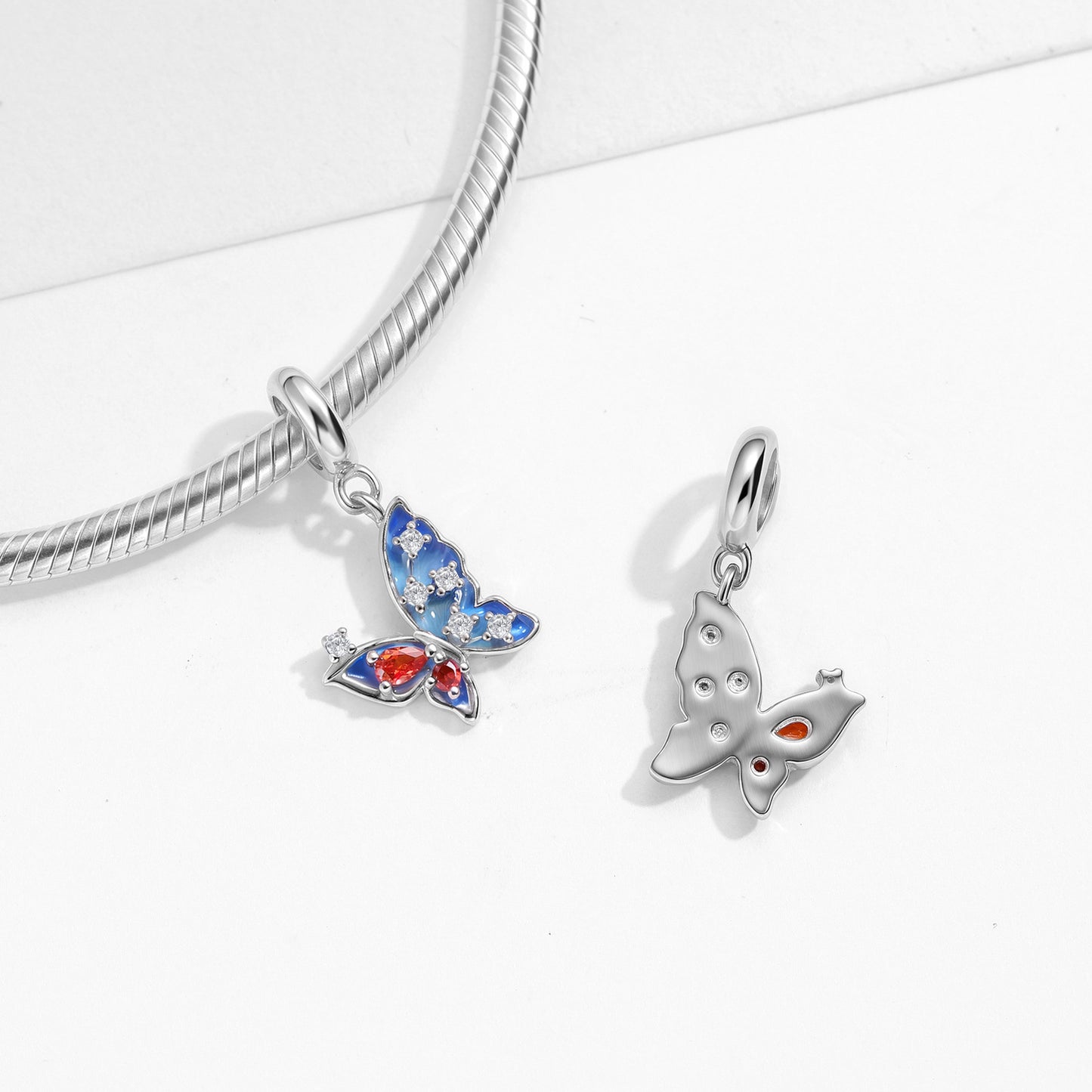 Planderful Jewelry Sterling Silver Butterfly Pendant Zircon