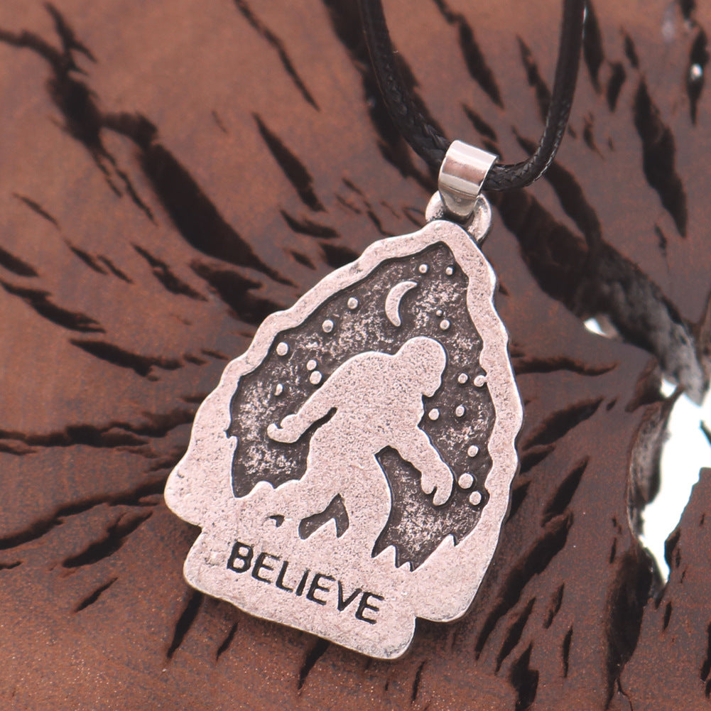 Moonlit Savage Men's Alloy Necklace with Vintage Letter Totem Pendants