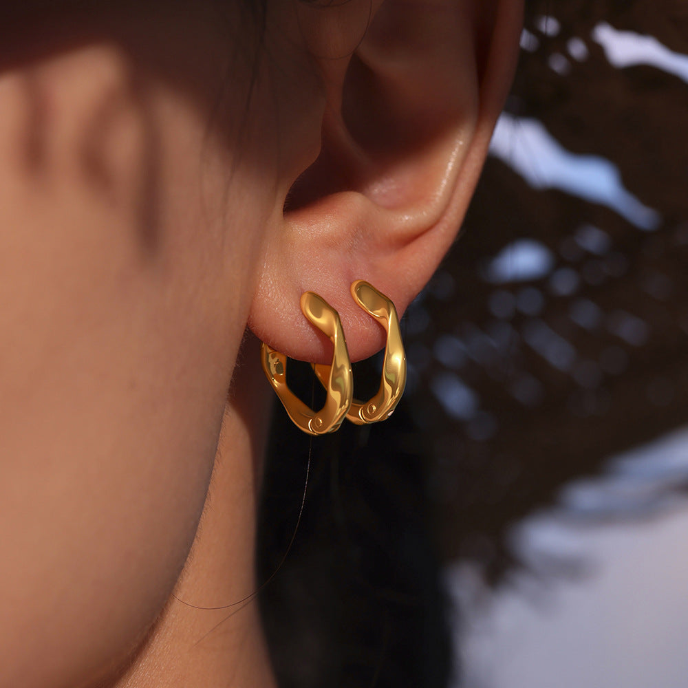 Planderful Twist Ring Earrings For Women Gold Plated