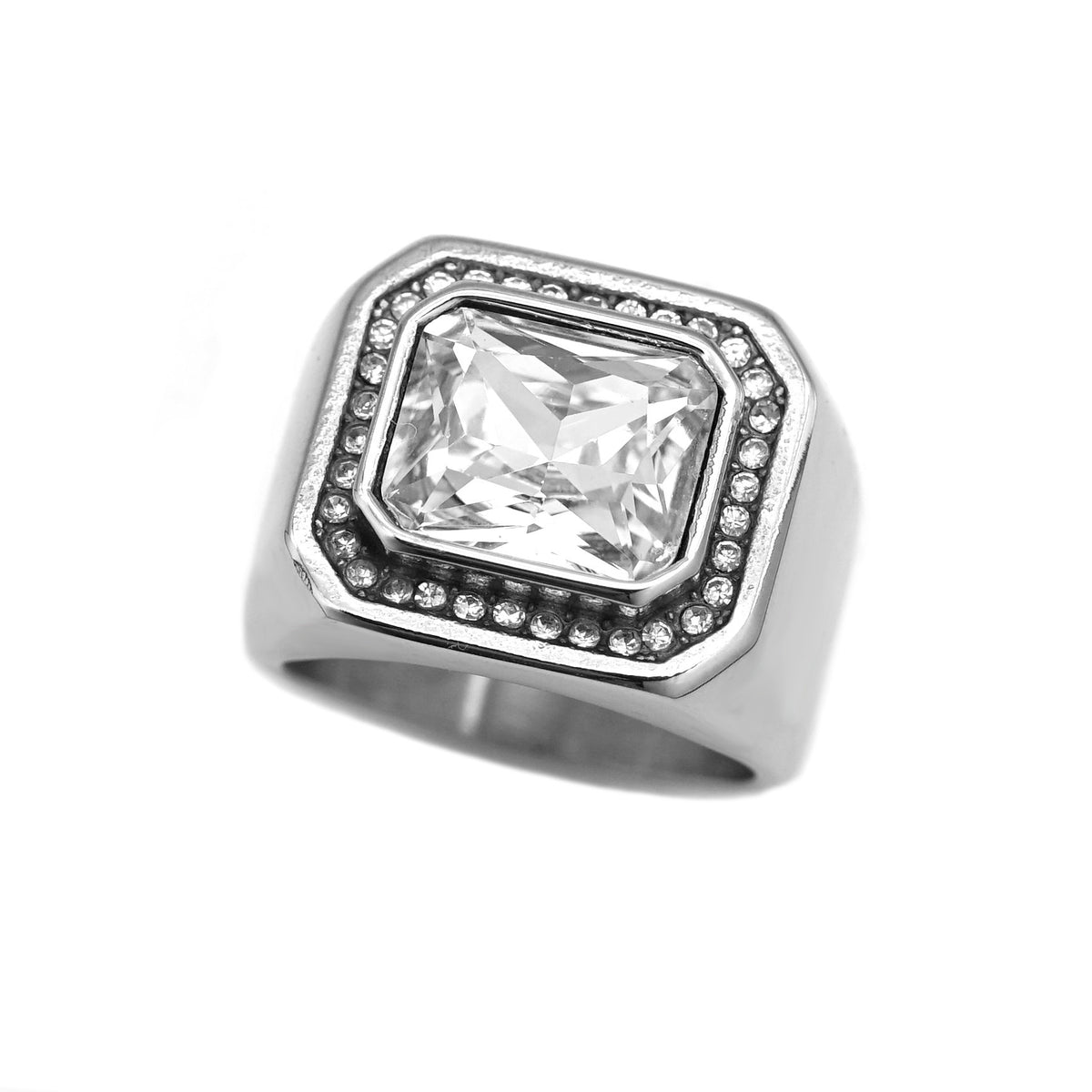 Planderful Personalized Men's Titanium Steel Ring With Zircon Inlay For Everyday Genie Style And Protection