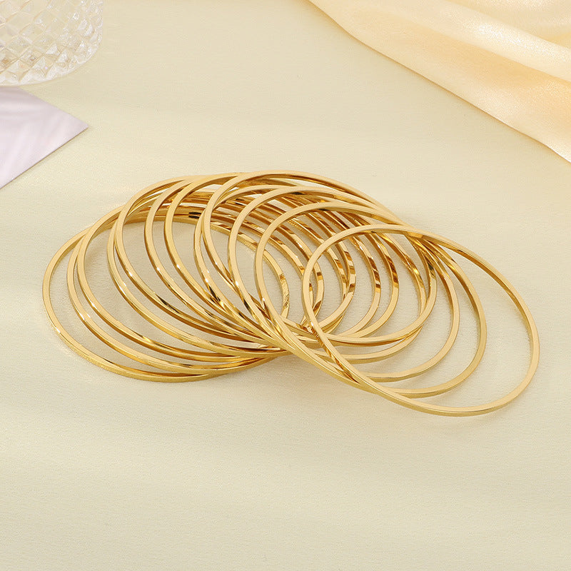 18k Vacuum Gold-Plated Straight-Facing 2mm Wide Square Line Bracelet – Stainless Steel