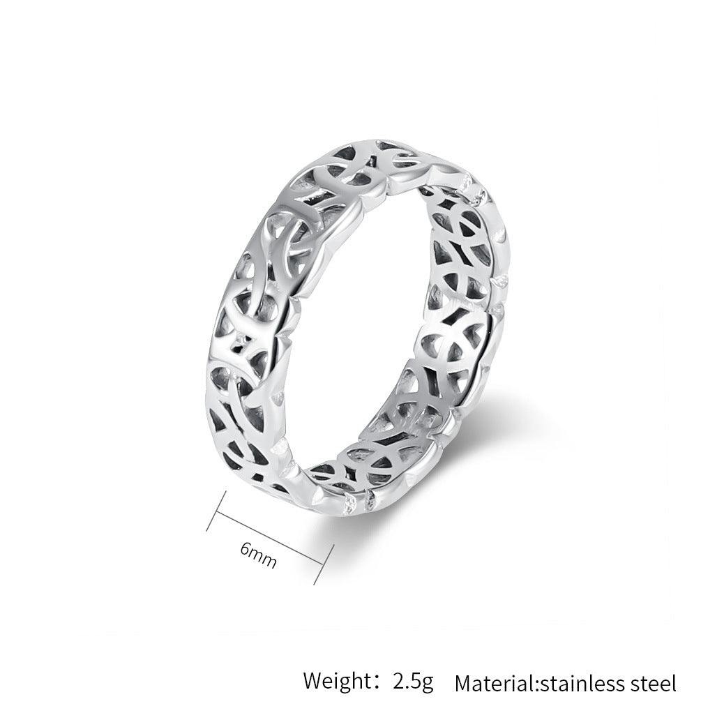 Planderful Titanium Steel Ring Unisex Nordic Viking Eternal Knot Cutout Design For Men And Women