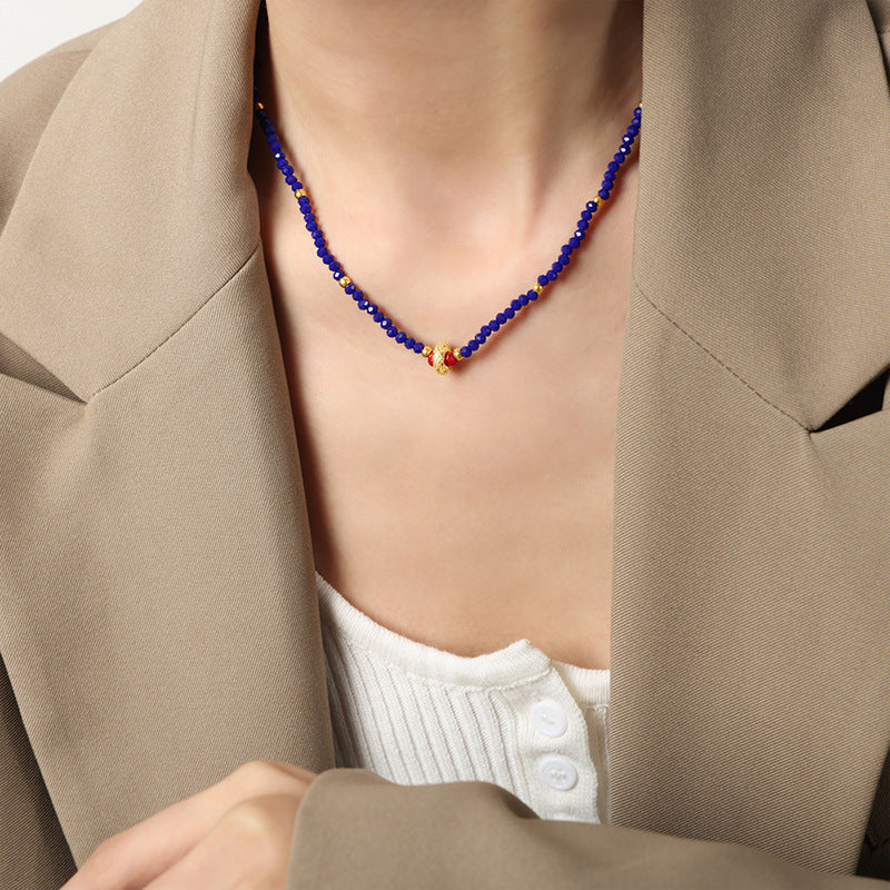 Luxurious Handcrafted Copper Diamond Pendant Necklace - Vintage European Style