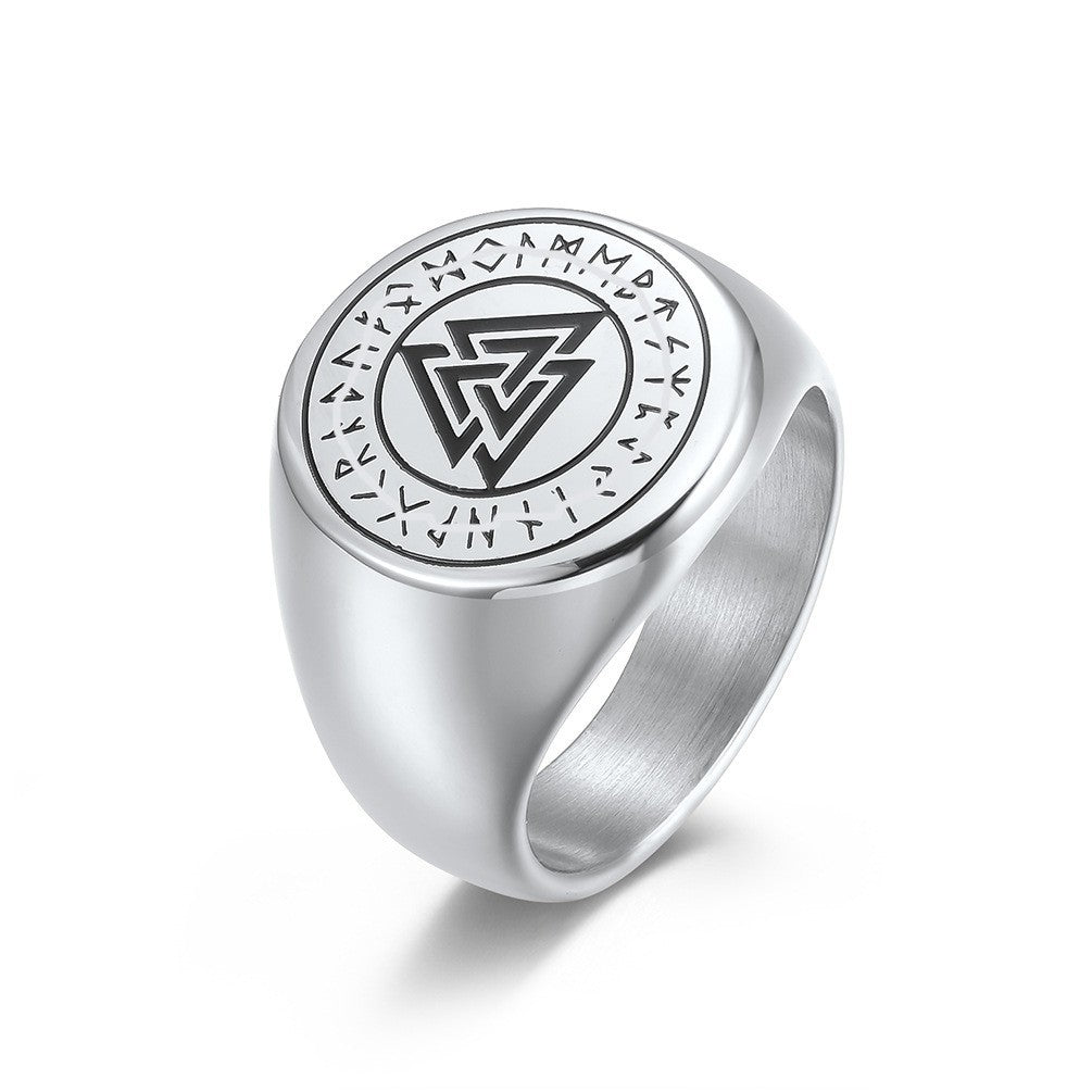 Amazon Nordic Viking Text Titanium Steel Ring for Men