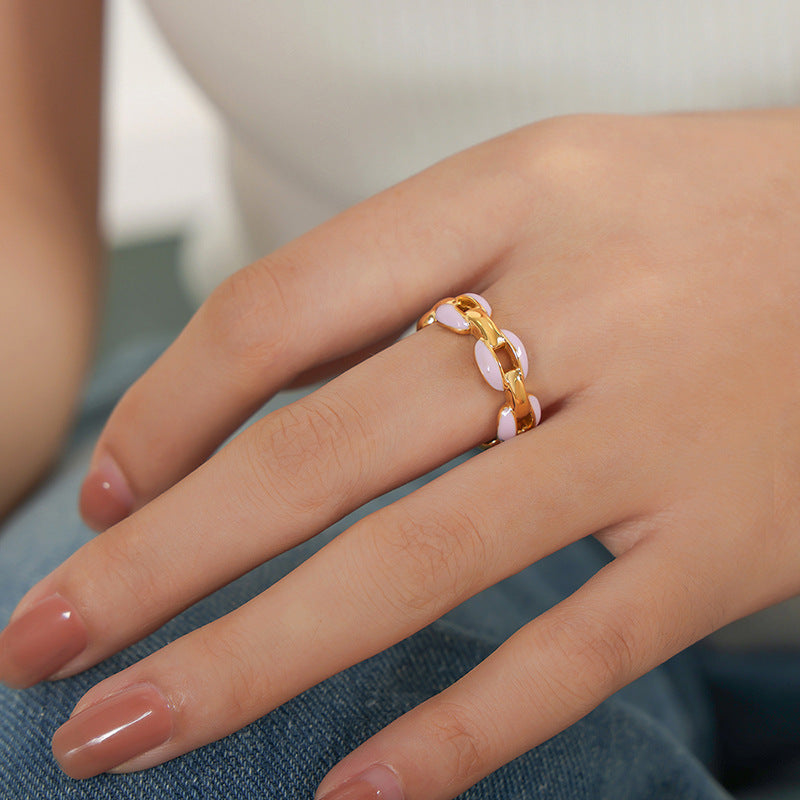 Chic Geometric Titanium Steel Gold-Plated Ring - Women's Statement Jewelry