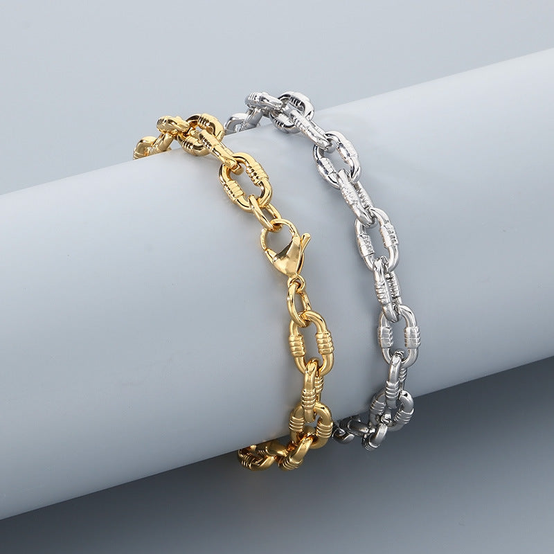 Planderful Unisex Hip Hop Stainless Steel Bracelet