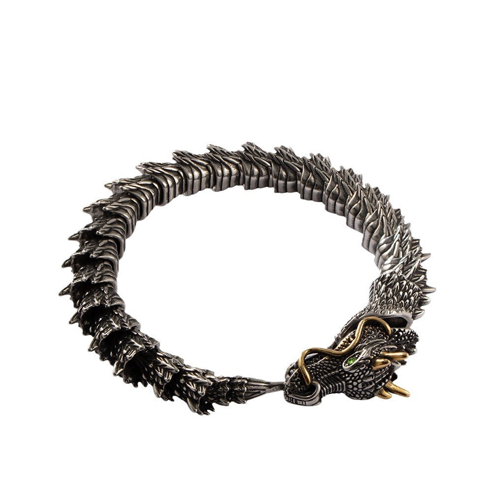 Punk Men's Titanium Steel Dragon Bracelet Teen Dragon Lin Bracelet