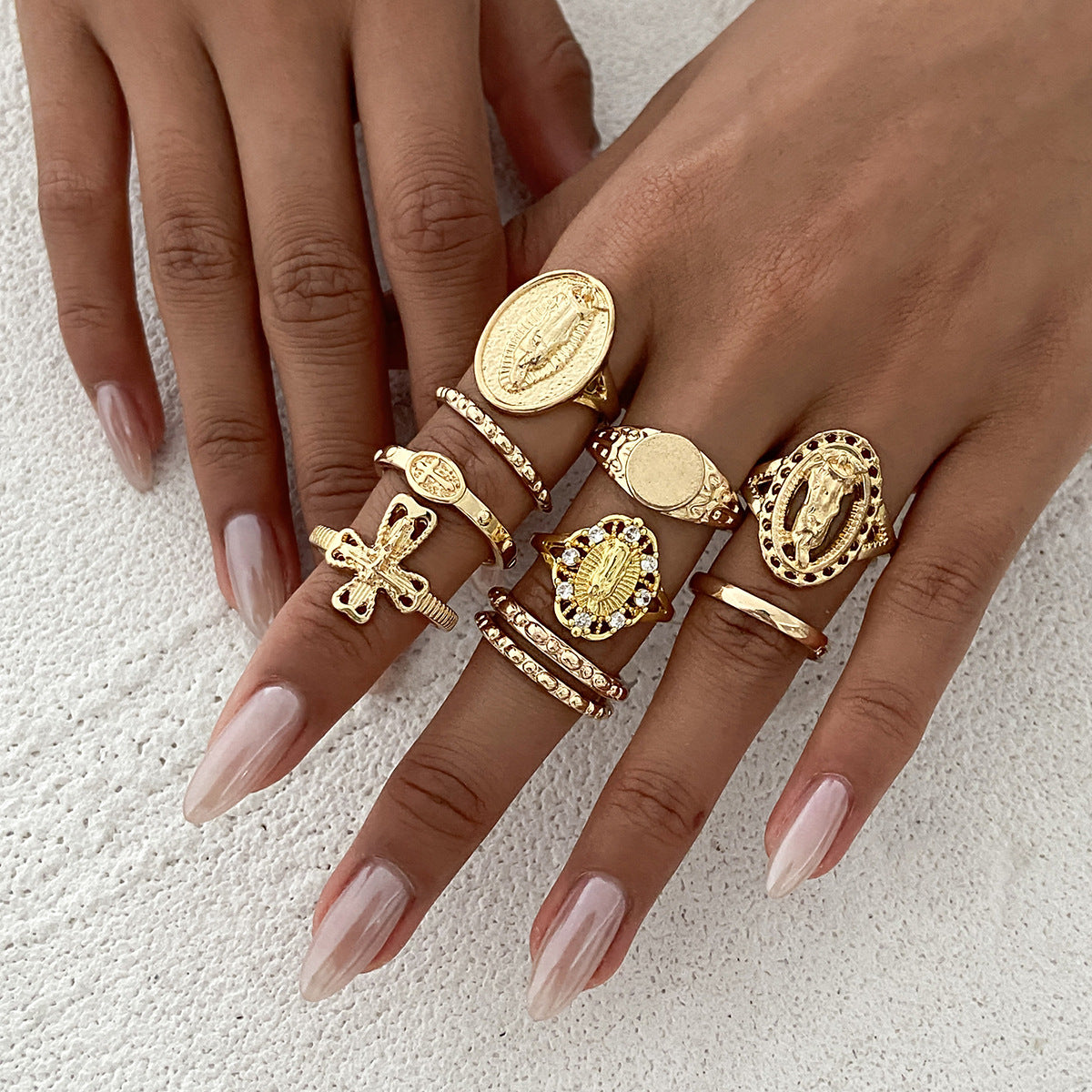 Planderful Cross Ring Set For Women Vienna Verve Zircon Inlaid Love Butterfly Jewelry Statement