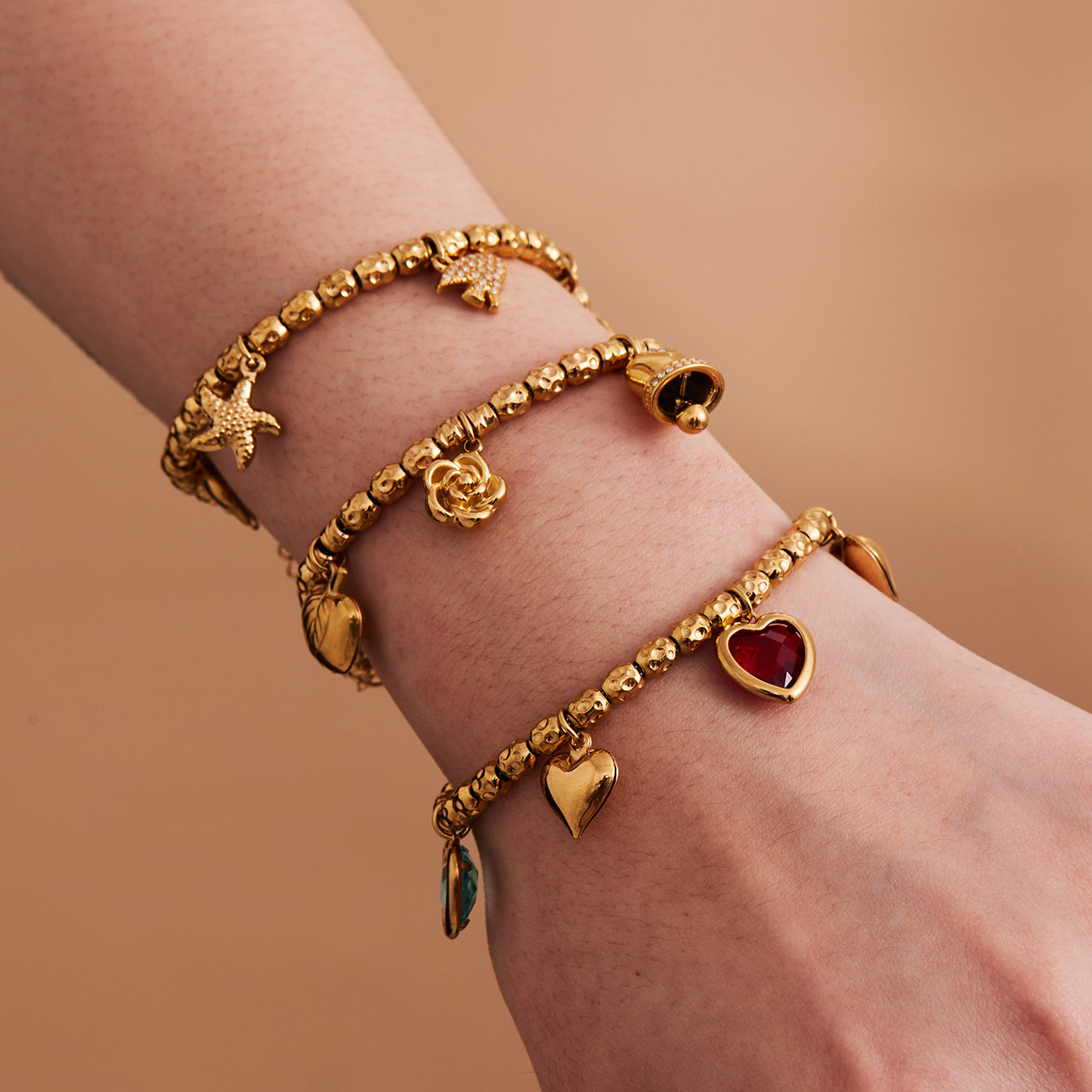 Planderful Vintage Bell Flower Bracelet Embossed Titanium