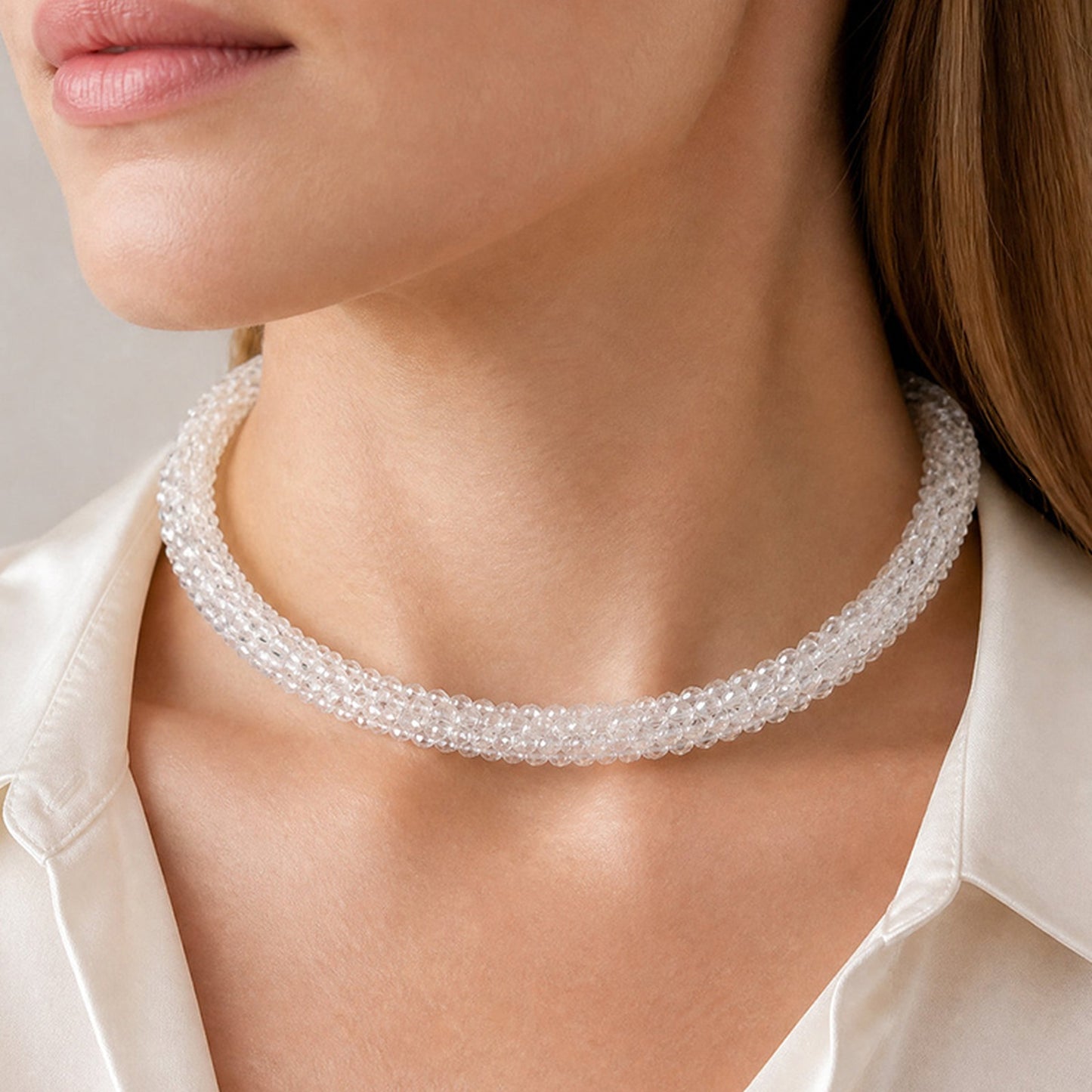 Ladies Dopamine Crystal Beaded Necklace Daily With Sweet Girly Clavicle Chain